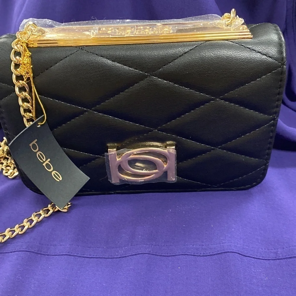 Bebe black leather crossbody, NWT